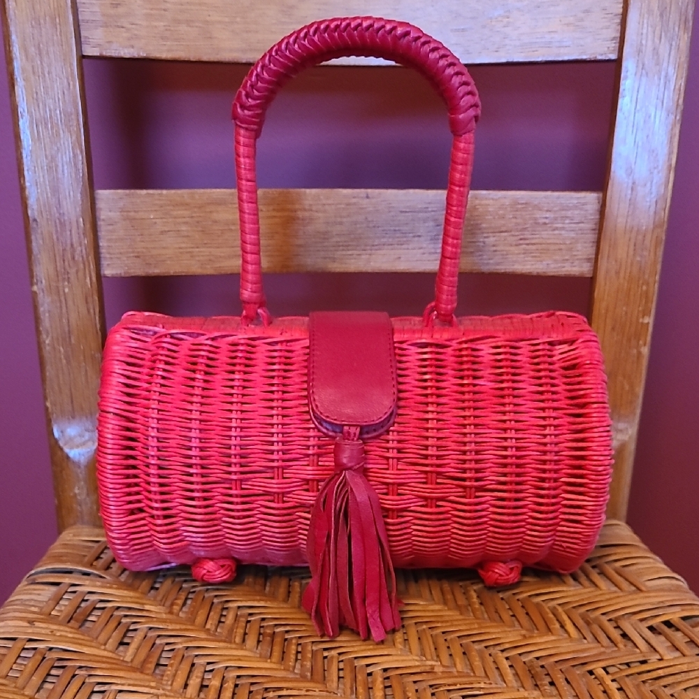 Cleobella Vibrant Red Woven Satchel